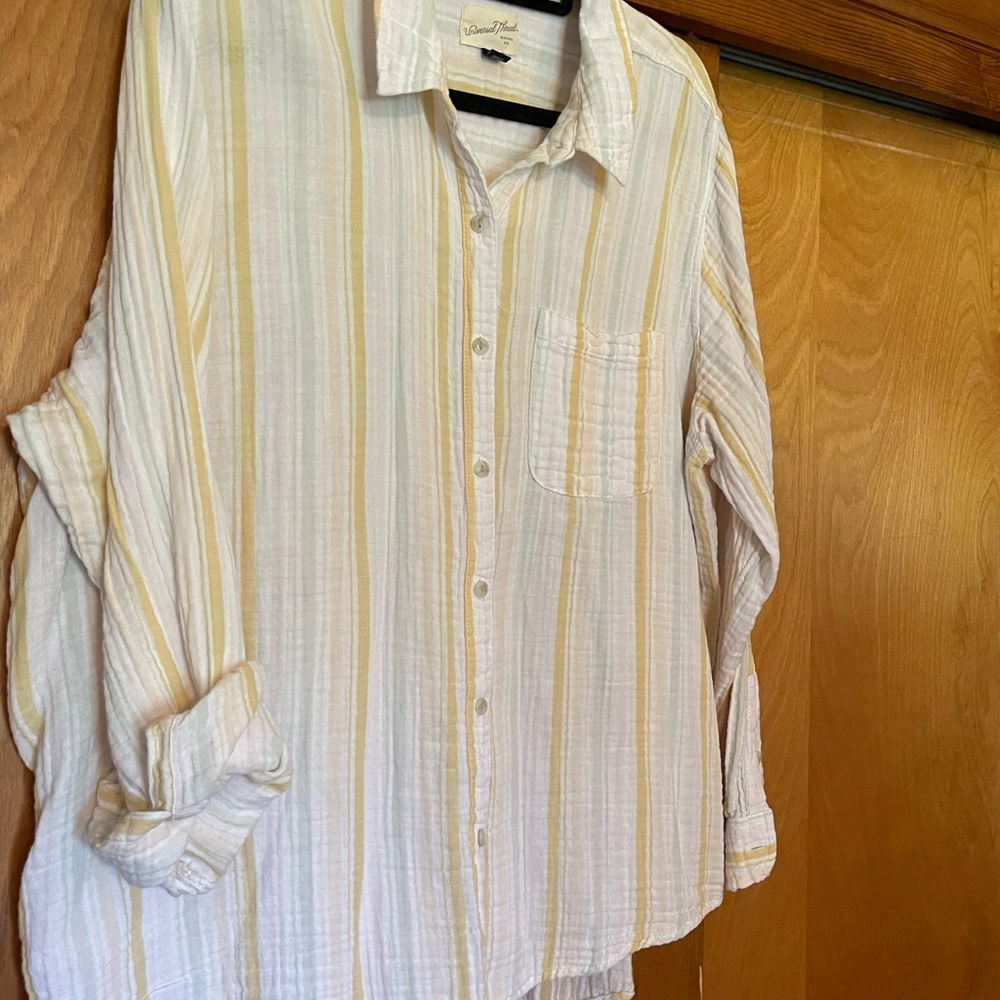 Universal Thread Yellow and White Button Down Shirt